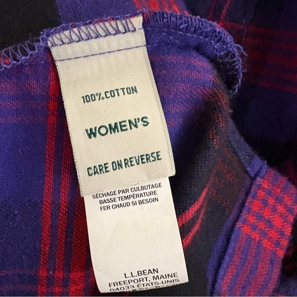 L.L.BEAN Women’s Scotch Plaid Flannel Pajama Set 100% Cotton In Angus Purple L - Picture 10 of 13